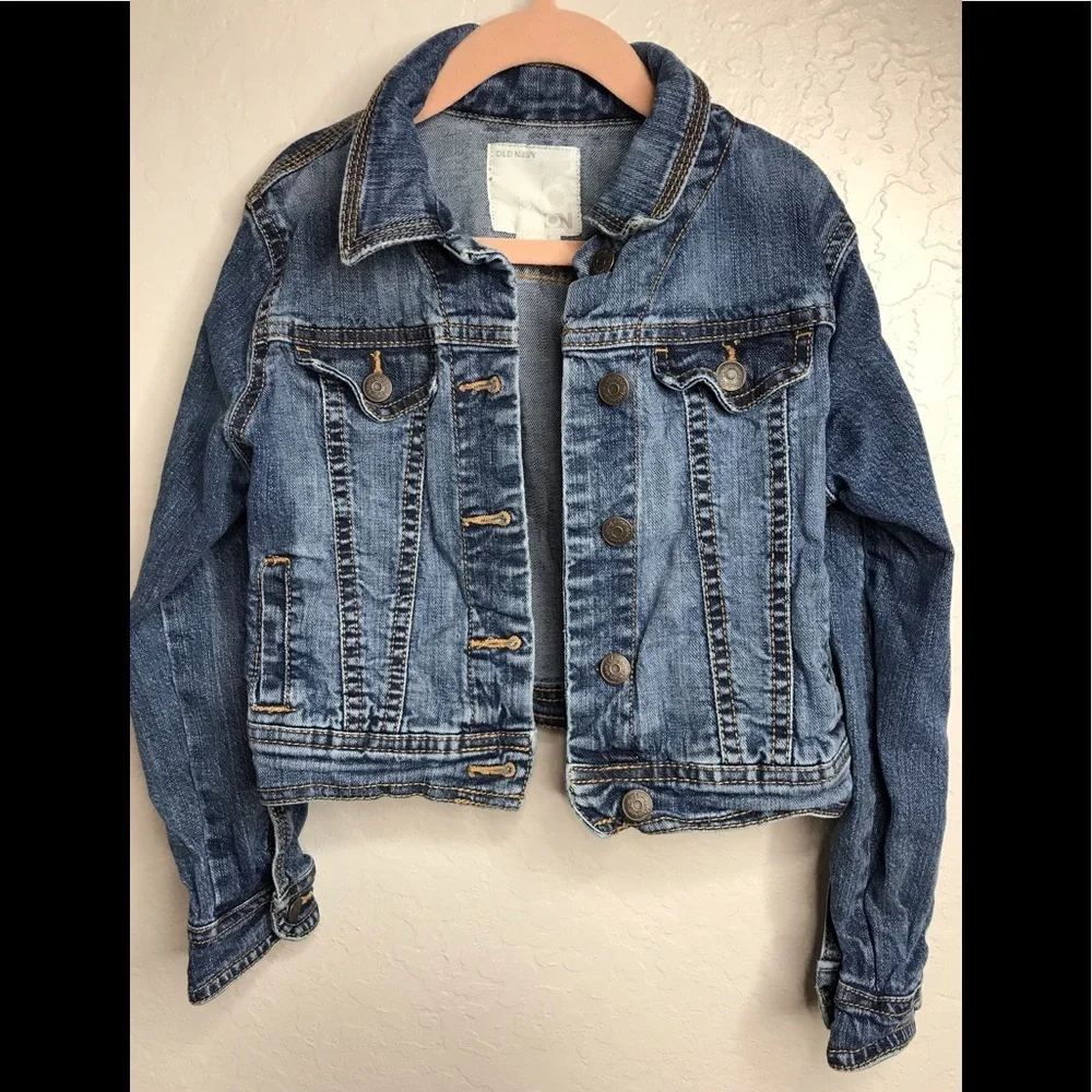 Old Navy small blue jean denim button up jacket